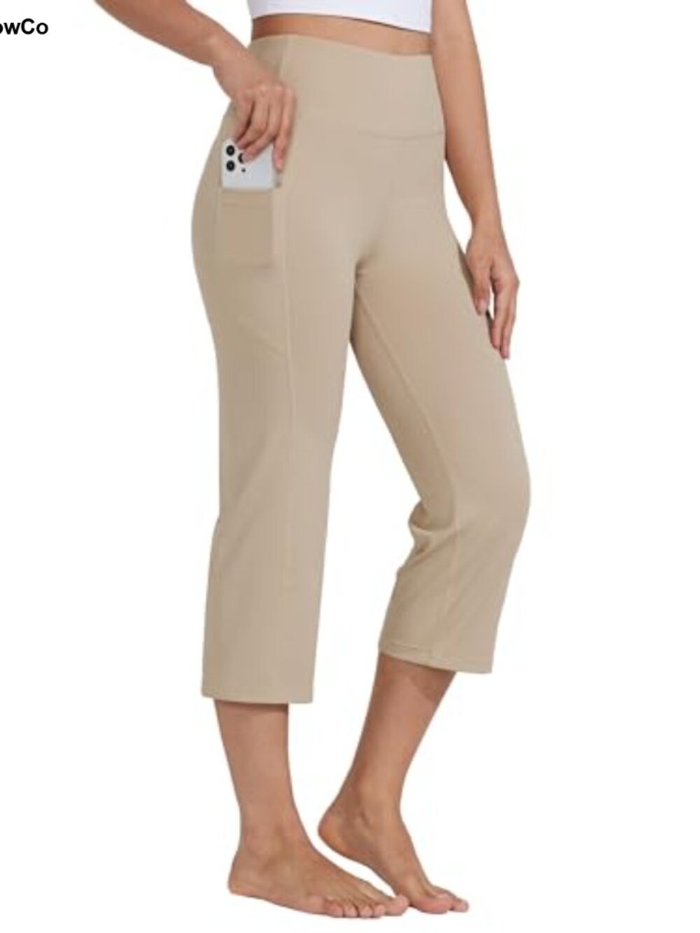High Waist Yoga Capris Leggings with Pockets Straight Leg 21"